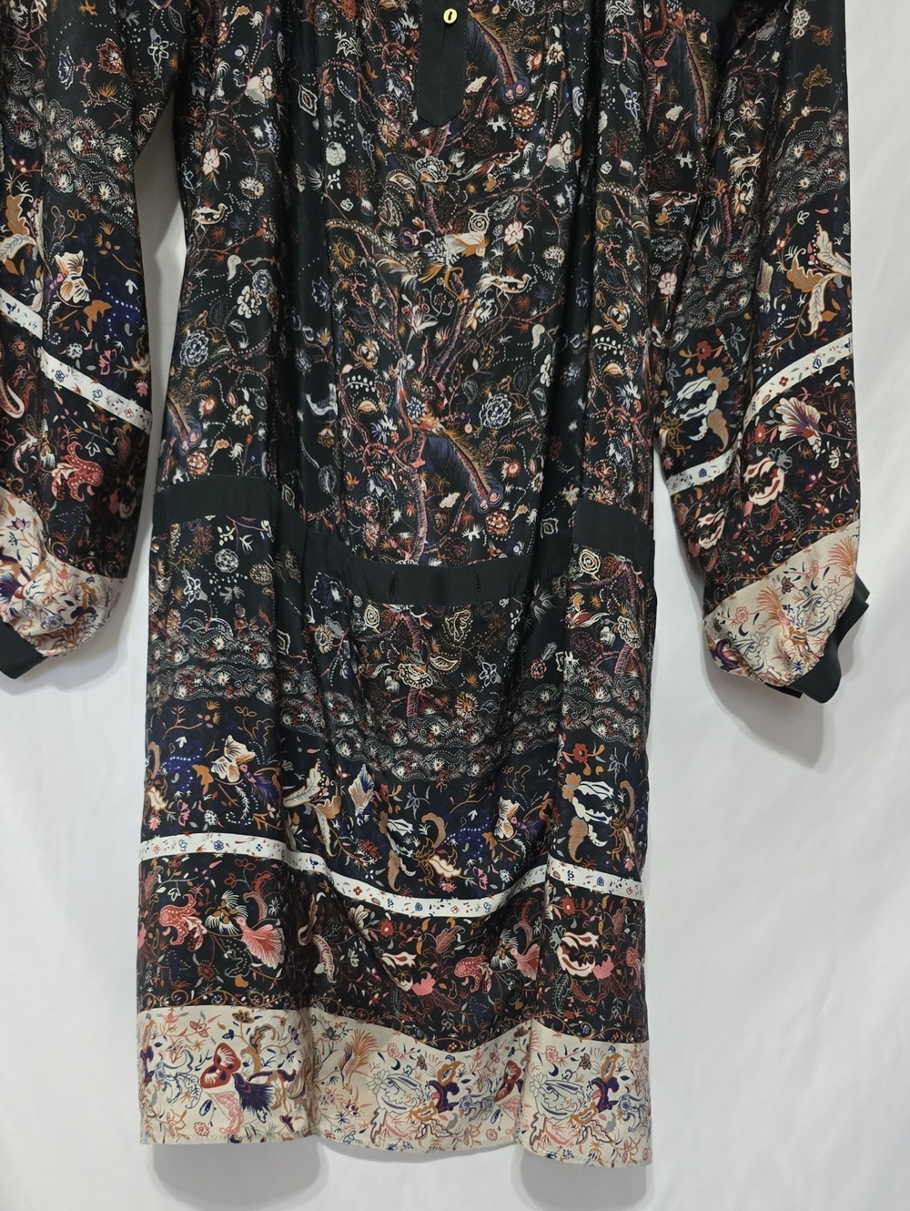 Ulla Johnson Black Floral Long-Sleeve Midi Dress 100% Silk - Picture 4 of 7